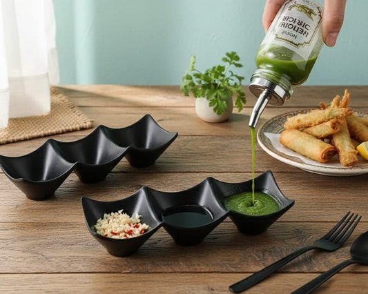 3 Grid Japanese Dip Sauce Tray|Plastic Sauce Dish Multi Section Condiment Tray  (Random Color)