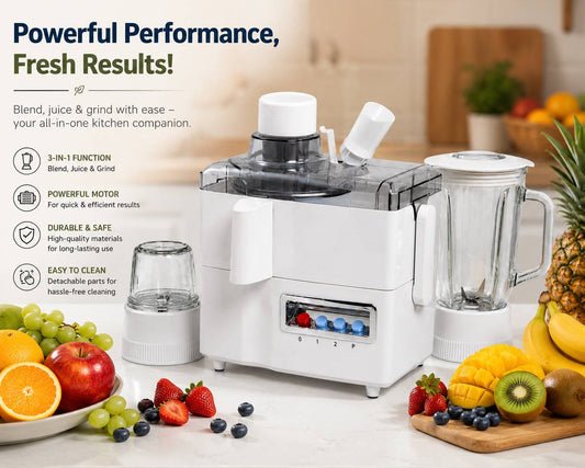 3-in-1 Electric Juicer|Blender & Grinder|Multi-Function|Kitchen Appliance