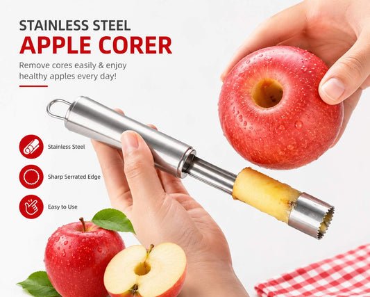 Apple Core Remover|Stainless Steel Apple Corer|Seed Remover